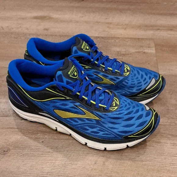 Brooks Blue and Yellow Transcend 3 Running Shoes - Picture 2 of 12